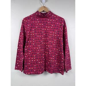 Karen Scott Women's Petite XL Mock Neck Red Christmas Lights Long sleeve Holiday